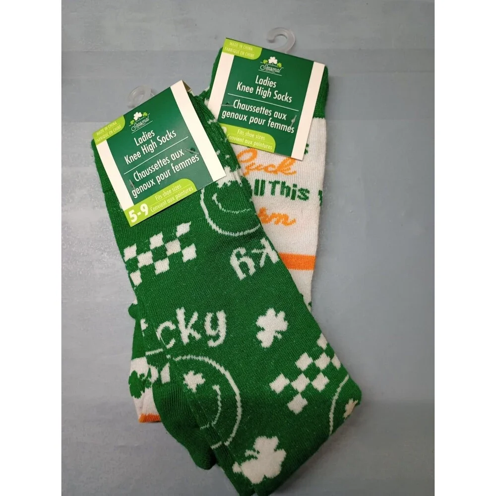 Ladies Knee High Socks St Patrick's Day 2 Pack (Different Variety)